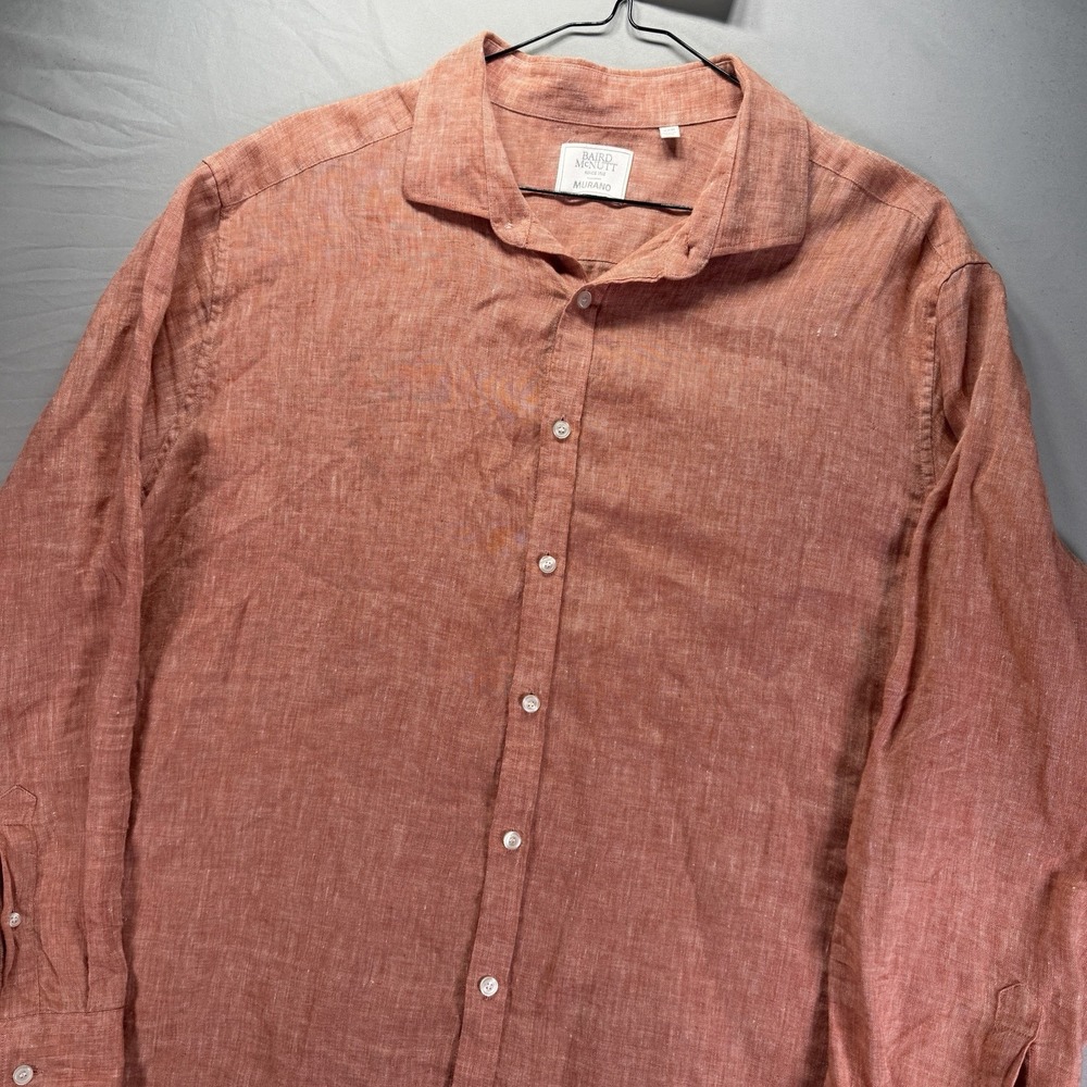 Baird Mcnutt Murano Shirt Mens 2XB Button Up Long Sleeve Orange Travel Beach